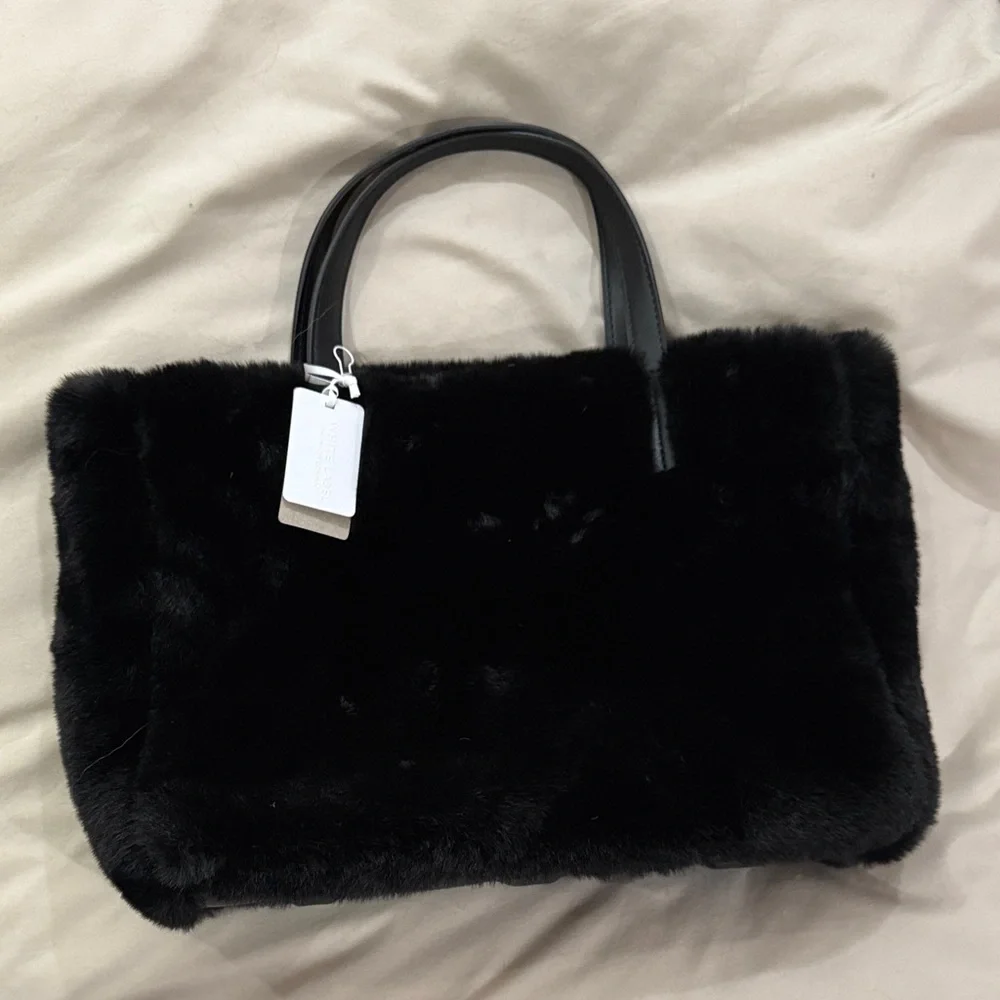 The White Company Black Faux Fur Tote - Picture 1 of 5